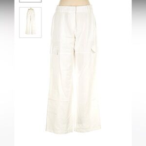 H&M white linen cargo pants